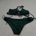 ZAFUL Women's Cheeky Bikini Set 2 Piece Sexy String High Cut Swimsuits Lace Up Tie Side Bathing Suits 2025 (XX-Large, Deep Green)