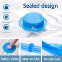 10 Pack Vacuum Storage Bags, Blue Transparent, Airtight Dust Moisture-Proof, Extra Large Capacity, 80% Space Saving Bag, Includes Hand Pump(3 Small/2 Medium/2 Large/2 Jumbo)