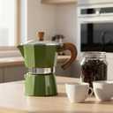 ShanSon Moka Pot Stovetop Espresso Maker 3 Cup 5 oz Italian Coffee Maker Manual Cuban Coffee Percolator Machine Italian Espresso Greca Coffee Maker for Cappuccino or Latte,Green