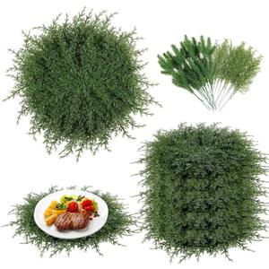 Christmas Pine Placemats Set of 6 16 Inch with Artificial Pine Needles Branches 2 Types 24 Pack Green Plants Fake Cedar Greenery Round Placemats for Table Dining Christmas Decorations