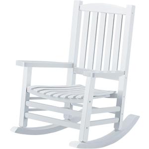 Hupmad Wooden Rocking Chair Outdoor Oversized Porch Rocker Chair,Patio Wooden Rocker with High Back and Armrest,All Weather Rocker Slatted for Backyard,Garden,400 lbs Support,White