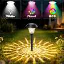 BEAU JARDIN 8 Pack Solar Pathway Lights White + Color Changing Stainless Steel 3 Mode Outdoor Multicolor Metal Solar Powered Waterproof Glass for Garden Landscape Path Yard Walkway Driveway Black