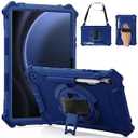 ZtotopCases for Samsung Galaxy Tab S9 FE 5G 10.9 Inch/ Tab S9 11 Inch Case 2023, 360° Rotating Hand Strap &Stand, Heavy Duty Full Body Protective Cover with Pencil Holder for Tablet S9 FE/ S9, Blue