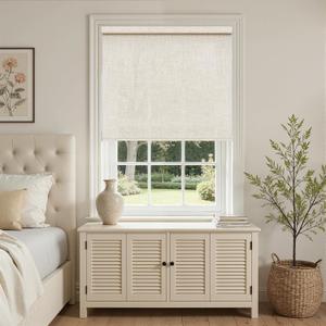 Natural Linen Cordless Roller Shades Light Filtering Blinds 35" W x 72" H
