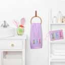 Moukeren 3 Pcs Easter Hand Towels Easter Bunny Carrot Decorative Towels 100% Cotton Embroidered Rabbit Soft for Bathroom Beach Kitchen Gift, 14 x 29 Inches