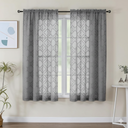 Lecloud Wasa Black Sheer Curtains 63 Inch Length 2 Panels, Classic Solid Jacquard Textured Bedroom Curtains, Light Filtering & Lightweight Gauzy Window Curtain for Living Room, 42 W x 63 L
