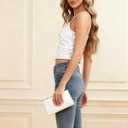 Sequin Cami Top Square Neck Sparkly Tank Top Sleeveless Party Camisole Shirts (White, S)