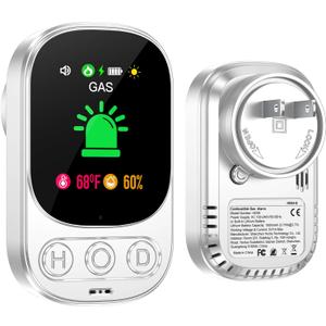 Plug in Natural Gas Detector with Backup Battery Combustible Gas Detector for Fuel Gas Liquefied Gas LPG LNG Methane Ethane Propane Butane, for Home Kitchen Travel, 1 Pack, White