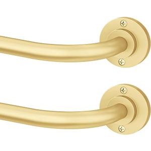 Hei!Dear 2 Pack Gold Curtain Rod, Modern Adjustable 5/8 Inch Wrap Around Window Rod for 28-48 Inch Windows, Sleek Curved Design, Heavy Duty Decorative Curtain Rod for Bedroom or Living Room