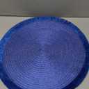 Fennco Styles Handwoven Fringe Boho Placemats 15" Round, Set of 4 - Navy Blue Braided Texture Table Mats for Home, Dining Room, Banquets, Family Gathering and Special Occasion