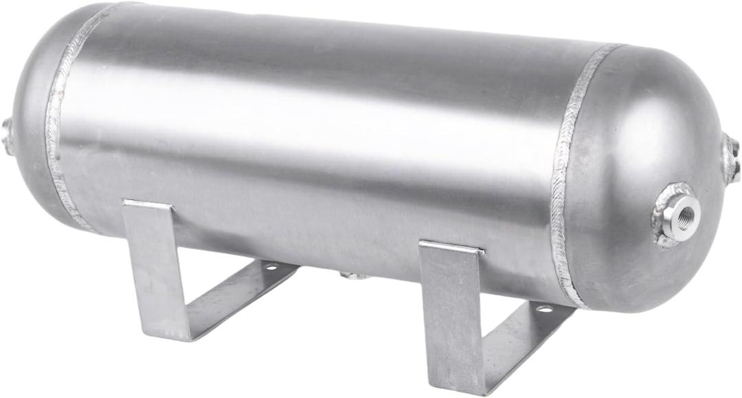 3 Gallon (12 Liter)5 Ports compressed air storage tank air ride receiver tank for Air Ride Suspension Car Train Truck Horn Silver