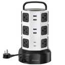 Power Strip Tower Surge Protector, JACKYLED 12 Outlets 6 USB (2 USB C) Charging Station, Extension Cord with Multiple Outlets, 1050J 1625W/13A Outlet Extender 6.5ft Extension Cord for Home Office