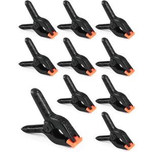 RELBRO Spring Clamps, 3.5 Inch Small Plastic Clips for Balloon Arch Backdrop Craft Decoration, Heavy Duty, Black, 10 Pack