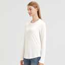netdraw Women's Lightweight Bamboo Viscose T-Shirt Buttery Soft Curved Hem Long Sleeve Sleep Lounge Pajama Tops (White, S)