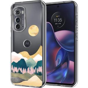 Unov Case Compatible with Motorola Moto Edge 2022 5G Clear with Design Soft TPU Shock Absorption Slim Embossed Pattern Protective Back Cover (Sierra Mountains)