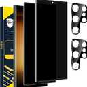 [2+2 Pack] Glass Privacy Screen Protector for Samsung Galaxy S23 Ultra 5G, 9H Tempered Glass, Ultrasonic Fingerprint Compatible,HD Clear AntiSpy Film for Galaxy S23 Ultra Glass Screen Protector