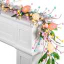 6 FT Pre-Lit Easter Garland with 20 LED Lights & 8 Mode Timer, Mixed Pastel Easter Pip Berry Spring Galand for Mantle Decorations, Lighted Artificial Easter Egg Garland for Fireplace Table Holiday