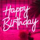 Happy Birthday Neon Sign LED Happy Birthday Light Up Sign for Wall Decor | Pink 15.7 x 11.8 Inch Dimmable USB Powered Birthday Neon Light for All Birthday Party Decorations Backdrop Room Bar Home