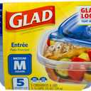 Glad GladWare Entree Food Storage Containers with Lids, Medium Square BPA Free Plastic for Meal Prep and Lunches, Lock Tight Seal, Microwave and Dishwasher Safe, 25 Oz, 5 Count - 6 Pack