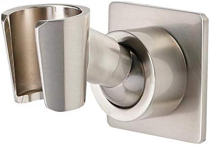 Shower Head Holder All Metal Handheld Shower Wand Bracket Adhesive Shower Wall Mount Holder Brass Shower Spray Holder Brushed Nickel, Drill Free Glue Installation