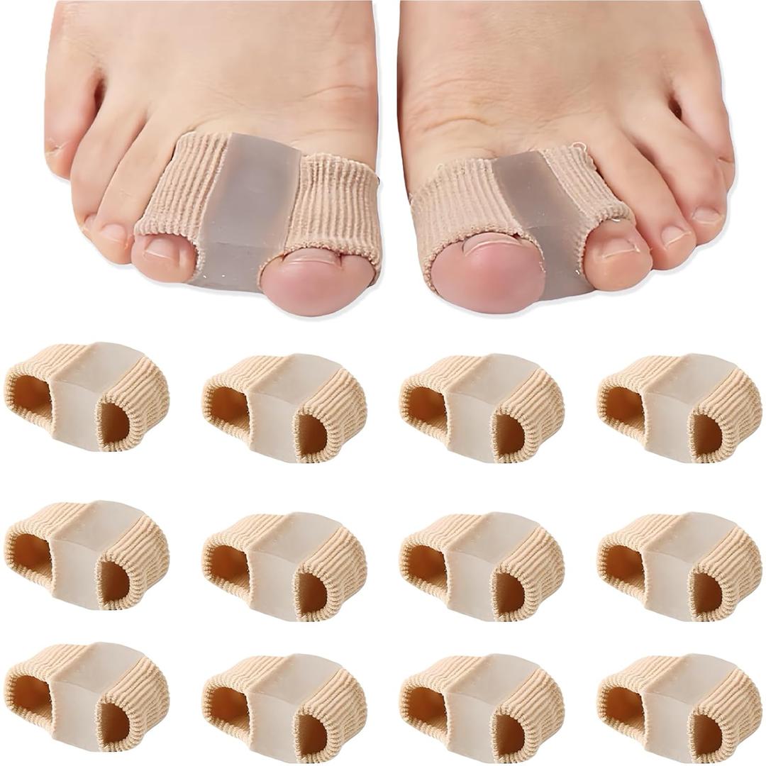12 Packs Gel Toe Separators for Overlapping Toes, Toe Spacers for Bunions Bunion Corrector for Women and Men, 2 Loops Bunion Corrector for First Two Toes (White)