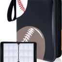 Football Card Binder, 9 Pocket Sports Card Binder, 720 Double Sided Pocket Waterproof Binder, Baseball trading cards Zipper Album, Expandable, Compatible with Gaming Cards, Yugioh, MTG and Other TCG (Sports Theme, Three balls)