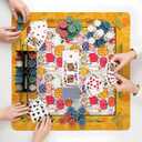 Autumn Pumpkin Mahjong Mat,Fall American Mahjong Game Table Pad, 31.5 x 31.5 x 0.08 inches