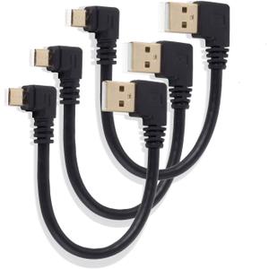 USB to Micro USB Cable 6Inch Right Angle Short USB Micro Cord 90 Degree Fast Charging Cable with Gold Plated Connectors for Samsung Galaxy S7/S6/S5 Kindle Fire TV Stick More (3-Pack)