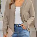LILLUSORY Womens Cardigan Sweaters Long Sleeve Casual Lightweight Button Down V-Neck Fall Clothes 2026 (Beige, L)
