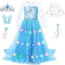 Girls Princess Elsa Dress Costume - Halloween Birthday Party Dress Up for Toddler Girl Kids (Blue-light), Size: 2-3 Years
