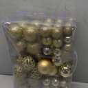 100-Pack Christmas Ball Ornaments for Tree,Shatterproof Plastic Holiday Baubles Set in Assorted Sizes and Finishes, Christmas Tree Decorations for Home, Office, Party, Indoor Outdoor Use (Gold)