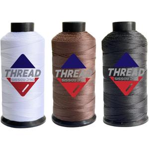 Sissewpro 3PCS Bonded Nylon Thread 138 Upholstery Thread Heavy Duty for Sewing Machine Strong Black Threads for Leather Crafts Furniture Cusion Boats Car Cover Seats,Tex135, 4oz 750yds(3, WH&BK&BN)