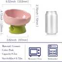 Raised Cat Food Bowl Neck and Whisker Friendly Tulip Shape Elevated Design Ceramic Color Pink