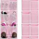 Simple Houseware 24 Pockets - 2PK 12 Large Pockets Over Door Hanging Shoe Organizer, Pink