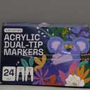 ARTISTRO Acrylic Paint Markers for Fabric, Rock, Wood, Glass, Craft - 24 Quick Dry Dual-Tip Fabric Paint Pens for Halloween Decorations - Pumpkin Painting Kit, Art Supplies, Christmas Gift