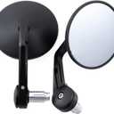 Universal Black Motorcycle Aluminum Rearview Side Mirrors 7/8" Bar End For Cafe Racer Bobber Cruiser Scooter