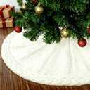 White Christmas Tree Skirt 24 Inch, Knitted Tree Skirt for 4Ft Pencil Tree, Vintage Thick Small Tree Skirt for Christmas Trees Decoration, Xmas Home Indoor Farmhouse Decorations