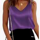 Ekouaer Womens Silk Satin Tank Tops V Neck Casual Cami Sleeveless Camisole Blouses Summer Basic Tank Shirt, Medium
