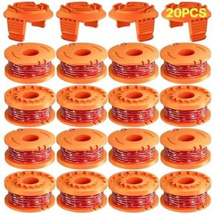 16 Pack (WA0010)Replacement Trimmer Line Spool Compatible with Worx Weed Eater, 0.065 inch Trimmer Line Refills for Worx Trimmer,Weed Wacker String Replacement Parts(16 Trimmer Spools,4 Trimmer Caps)