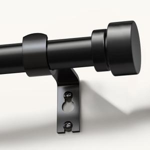 Lootkell Black Curtain Rods for Windows 48 to 84 Inches Adjustable Heavy Duty 1" Diameter Window Curtain Rod with Decorative Finials for Outdoor Farmhouse Bedroom Kitchen Living Room