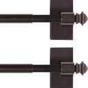 H.VERSAILTEX 2 PACK Magnetic Curtain Rods for Metal Doors Multi-Use Rods for Small Windows Cafe Sidelight and Iron Steel Places, Tool Free with Square Finials (Adjust from 16 to 28 Inch, Cocoa)