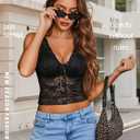 Avidlove Lace Tops for Women Mesh Top Crop Tank Tops Sexy V Neck Trendy Y2K Lace Undershirt (Black)