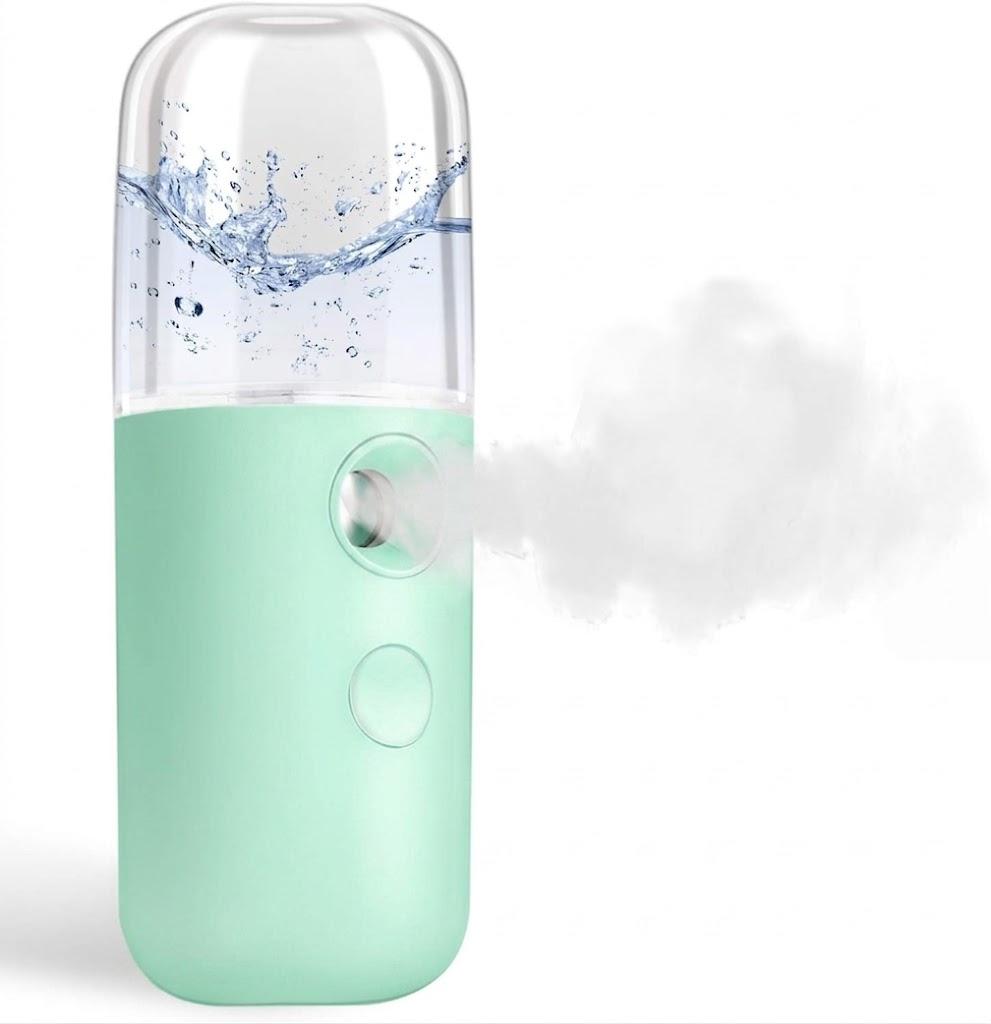 Nano Facial Steamer, Handy Mini Mister, USB Rechargeable Mist Sprayer, 30ml Visual Water Tank Moisturizing & Hydrating for Face, Daily Makeup, Skin Care, Eyelash Extensions - Green