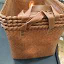 SKY-TOUCH 4pack Rectangular Rattan Storage Basket with Handle,Strong and Durable Hand-Woven Rattan Basket for Organizing, Storage and Organizer Baskets, Large, Coffee Color