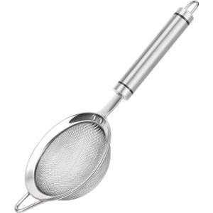 304 Stainless Steel Fine Mesh Strainers for Kitchen, Colander-Skimmer with Handle, Sieve Sifters for Food, Tea, Rice, Oil, Noodles, Fruits, Vegetable (3.35 in Small)