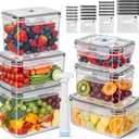 LemonRoad 33 Piece Vacuum Seal Storage Food Containers with Lids (6Containers&6 Lids&20 Sealable Bags&1 Hand Vacuum Pump), Meal Prep Containers with Lid, Airtight and Leak Proof (Black)