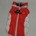 AOFITEE Dog Coat, Warm Dog Jackets for Small Dogs, Dogs Winter Coat with Harness Built in, Reflective Pet Winter Jacket, Waterproof Windproof Puppy Puffer Jacket Fleece Vest, Christmas Red XS