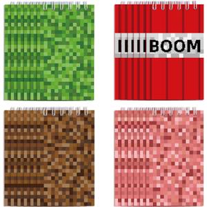 24pcs Pixel Theme Notepads, 2.4x3.9in/6x10cm Mini Notebook Pixel Theme Notepads Party Favors Birthday Decorations for Kids Party Supplies (4 Styles)