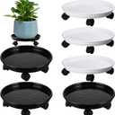 6 Packs Plant Caddy with Wheels 12" Plastic Rolling Plant Stands Heavy-duty Plant Dolly with Casters Indoor and Outdoor Plant Roller Base Large Heavy Plant Pot Saucers with Wheels Plant Movers (Black/White)