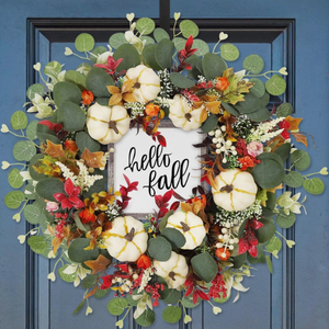 Fall Decor 18" Wreaths Autumn Artificial Pumpkin Maples Leaf Halloween Decor
